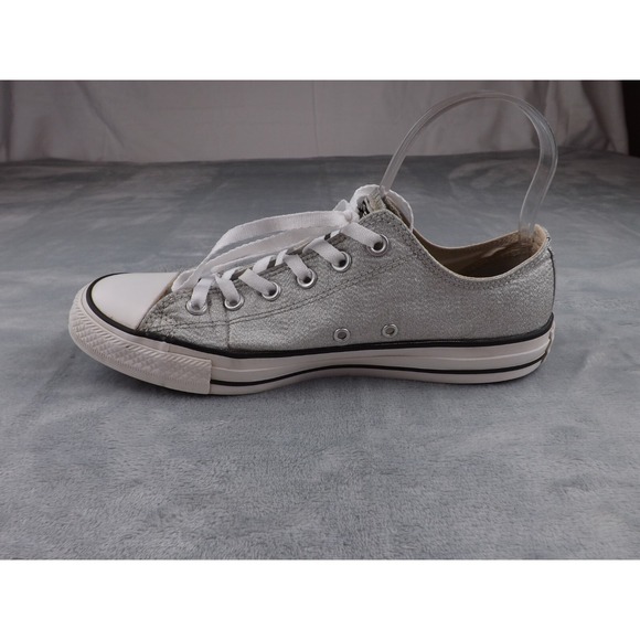 Converse All Star Sneakers Men's Size‎ 8 Women's Size 10 Silver Glitter Casual - Picture 7 of 16